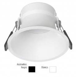 Foco empotrar LED fijo Redondo Ø105mm KONIC 12W 100º UGR19 IP54, Blanco ó Negro